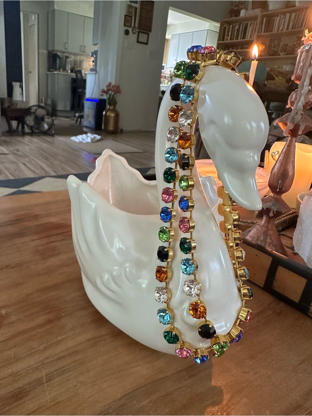 Swarovski Multicolor Crystal Tennis Necklace in Gold 15” or open 30” - Picture 2 of 7